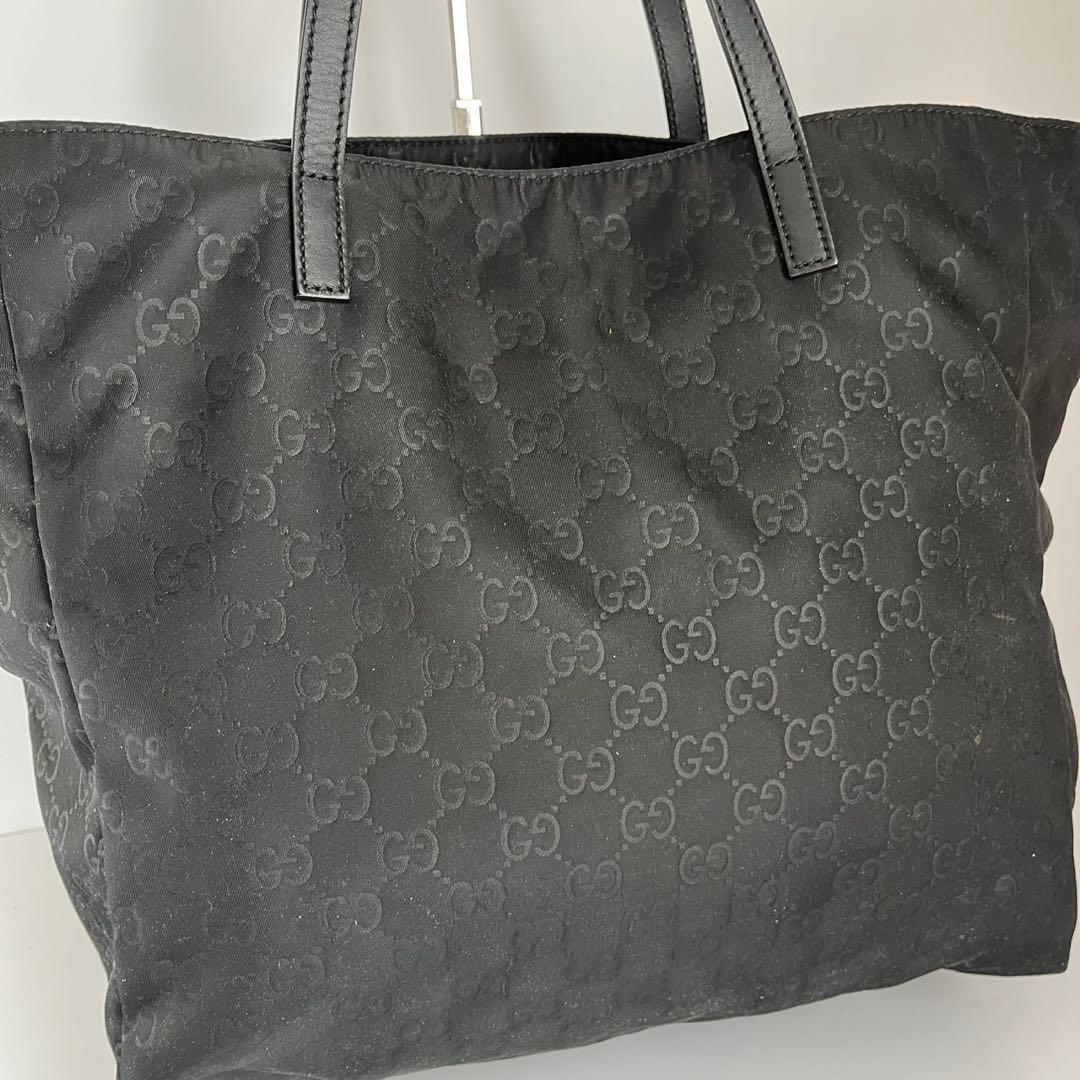 ✨極美品✨　GUCCI ハンドバッグ　トートバッグ　GGナイロン　黒　レザー