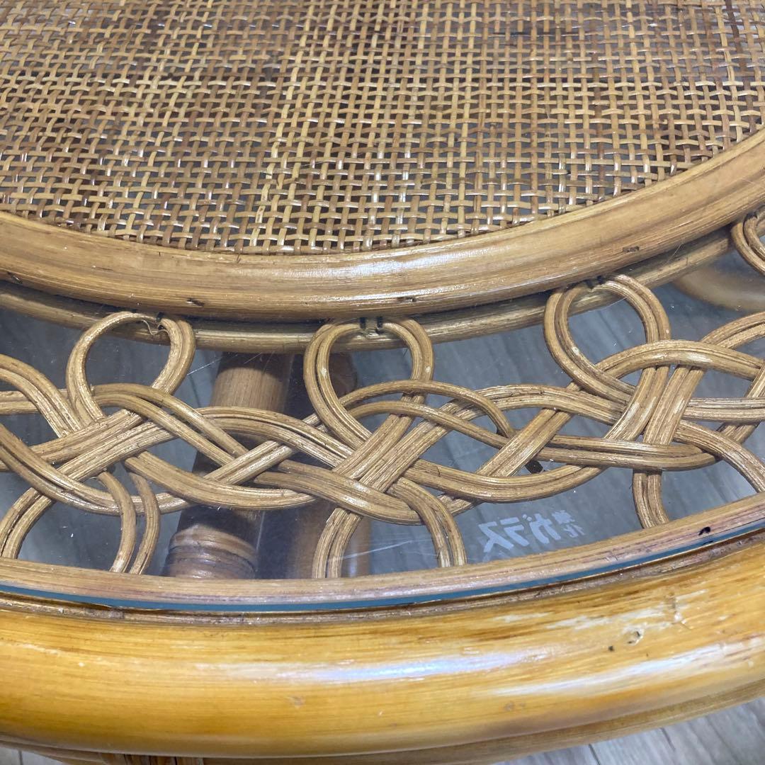 おしゃれ　ラタン　強化ガラス　テーブル　全国送料無料