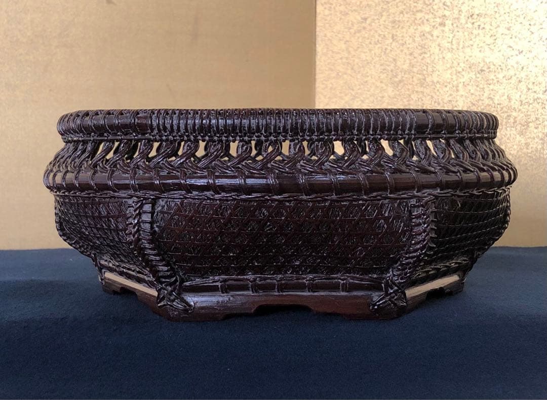 割引❗️《レ》茶道具 唐物 棕櫚入 炭斗 和田鱗司作 共箱　251125え6