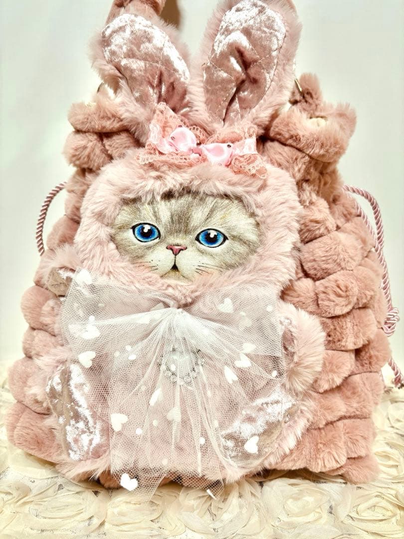 コヤンイサムチョン　モコモコファー巾着バック ハンドメイド　可愛ルミちゃん