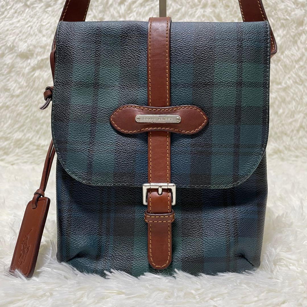 希少　美品　ラルフローレン　ショルダーバッグ　フラップ　チャーム　ワンショルダー