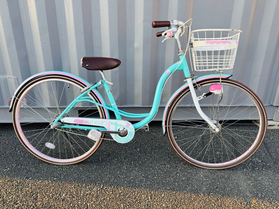 福岡発 ミントグリーン系 自転車 26インチ 軽量 通学 通勤 家庭用
