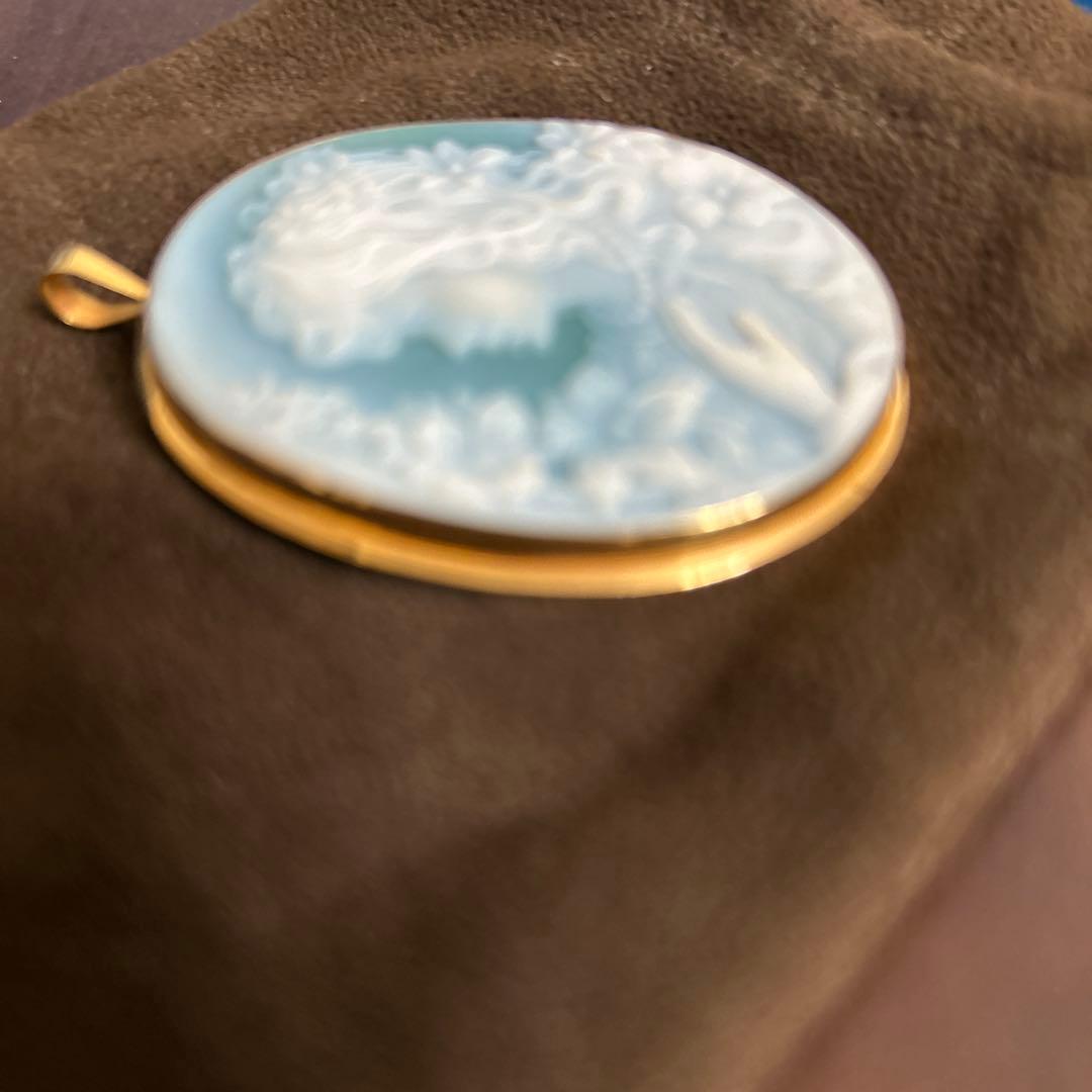 K18ストーンメノウカメオペンダント：ブローチ