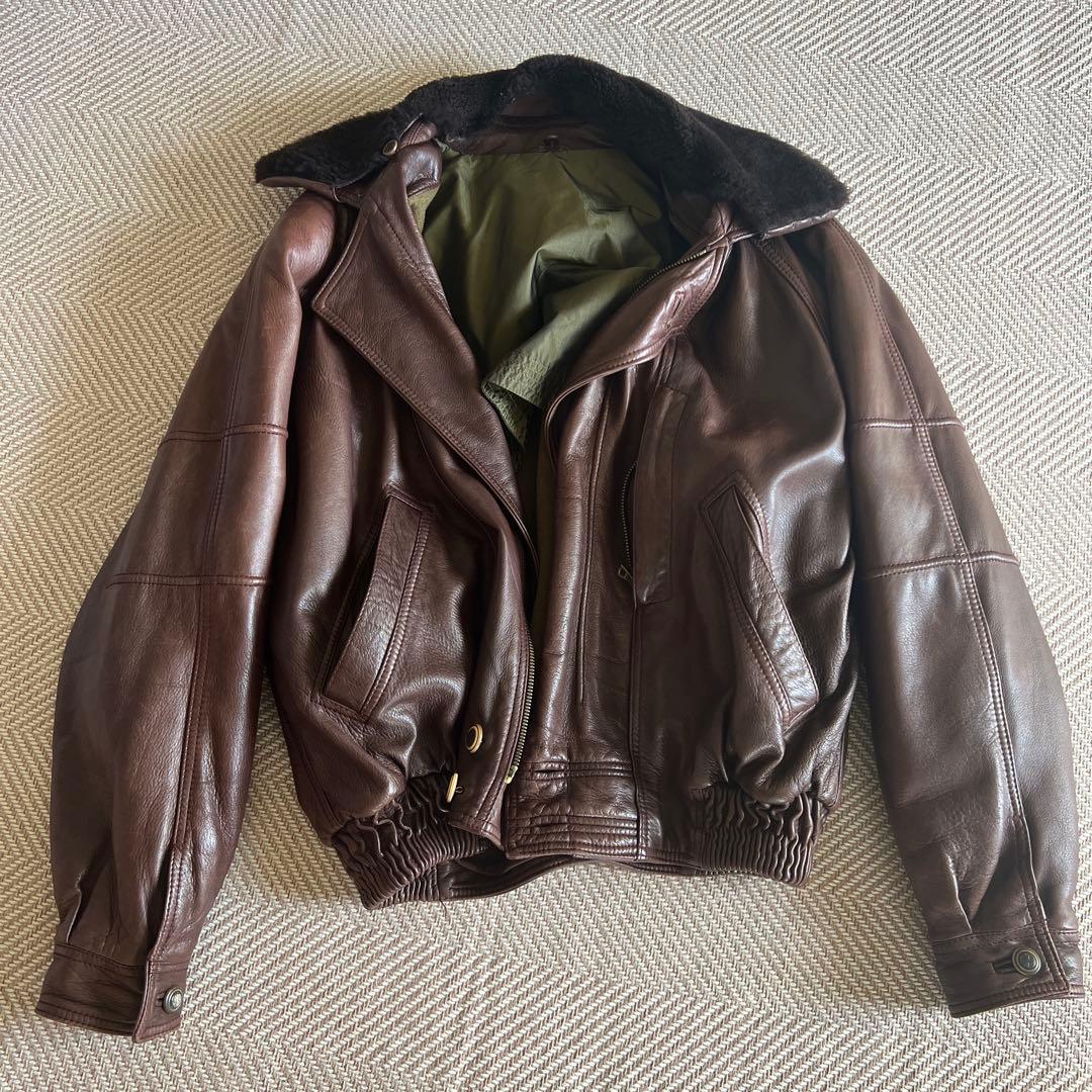 RUFFO レザージャケット　襟ボア　短丈