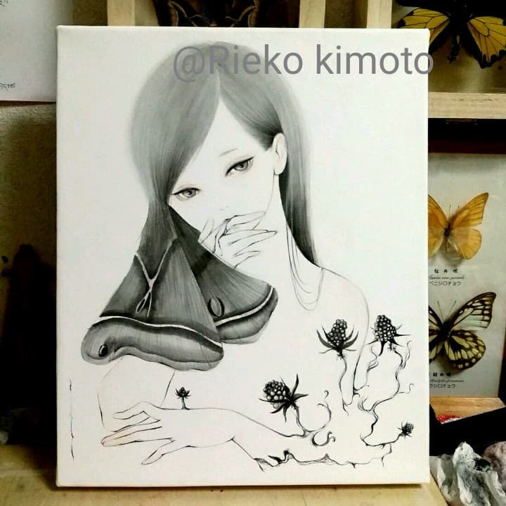 売約済　絵画　「息吹く」日本画 墨絵