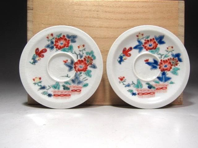 ★　13代柿右衛門　錦牡丹絵皿　五客★x617