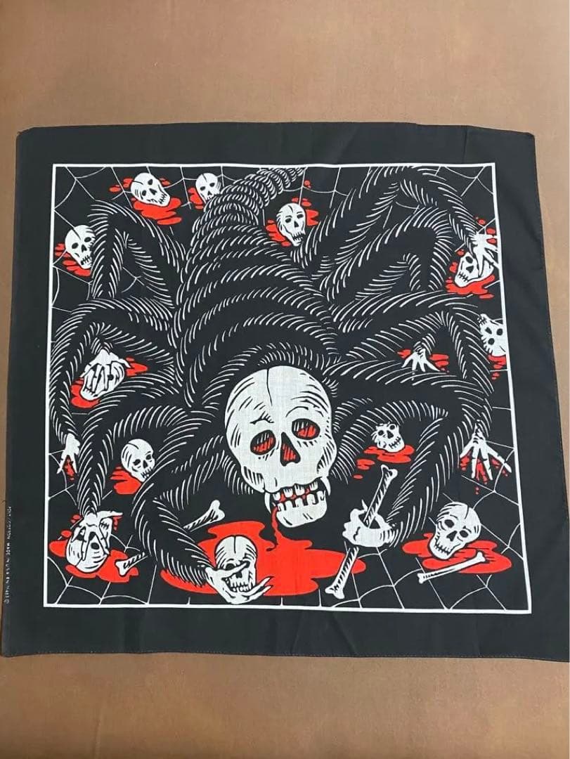 80s'ビンテージスパイダースカルバンダナ古着バイカーロカビリー
