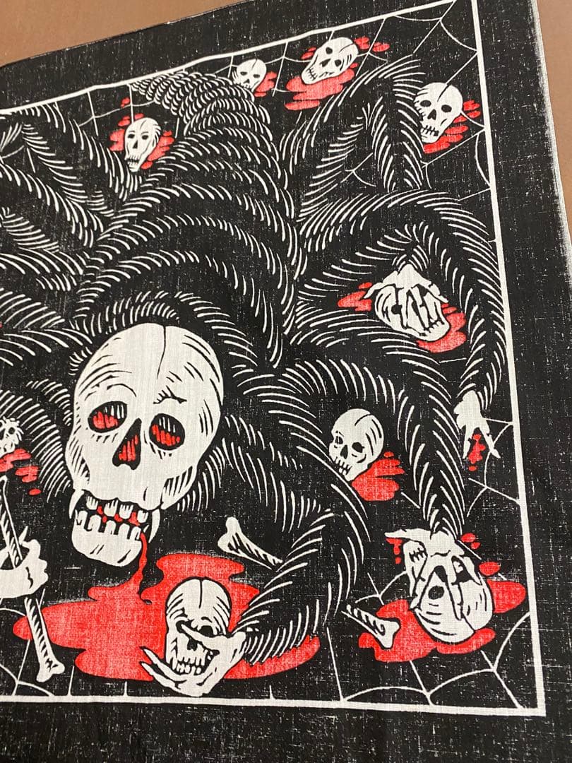 80s'ビンテージスパイダースカルバンダナ古着バイカーロカビリー