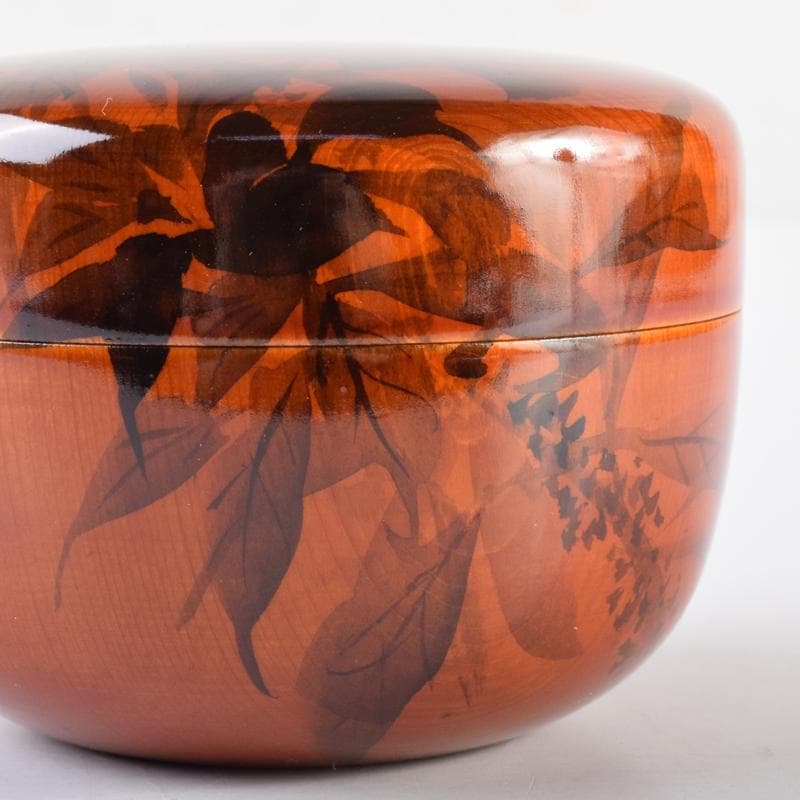 茶道具　朱塗　花草文　棗　在銘　共箱　V　6891