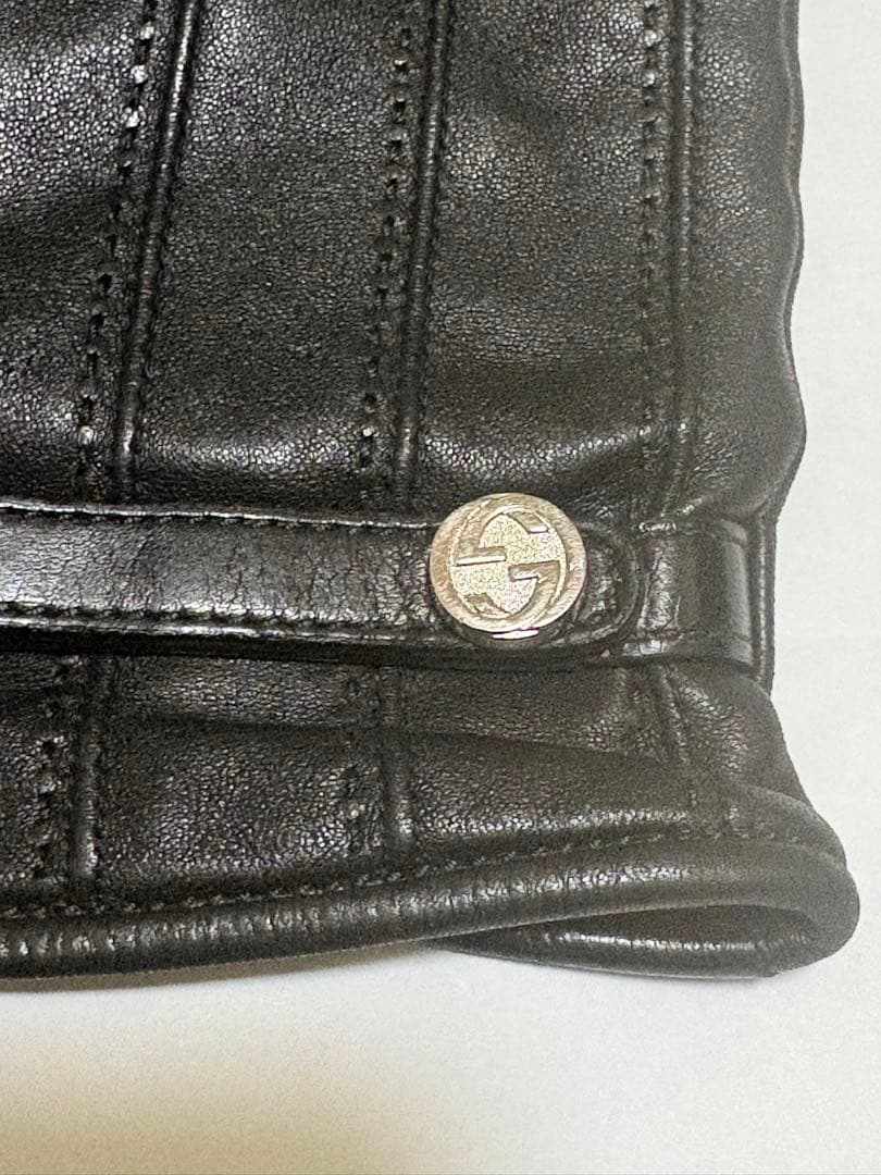GUCCI グッチ　レザーグローブ　革手袋　黒　ブラック