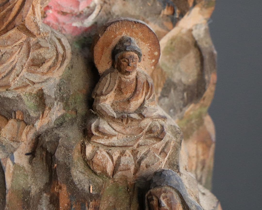 時代 木彫 彩色 不動明王 仏像 高11.3cm 木造 仏教美術【MA467】