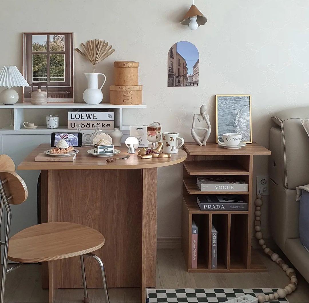 【woodray】ホームカフェ 半楕円 テーブル 800