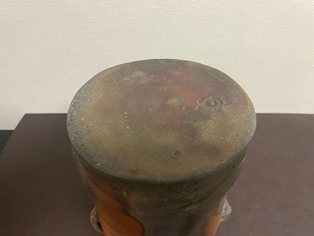 藤原建　備前窯変花入　備前焼　茶道具