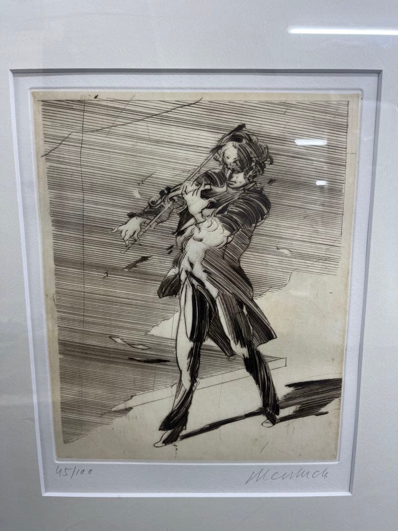 リトグラフ　クロード・ワイズバッシュ　「ヴァイオリニスト」　直筆サイン