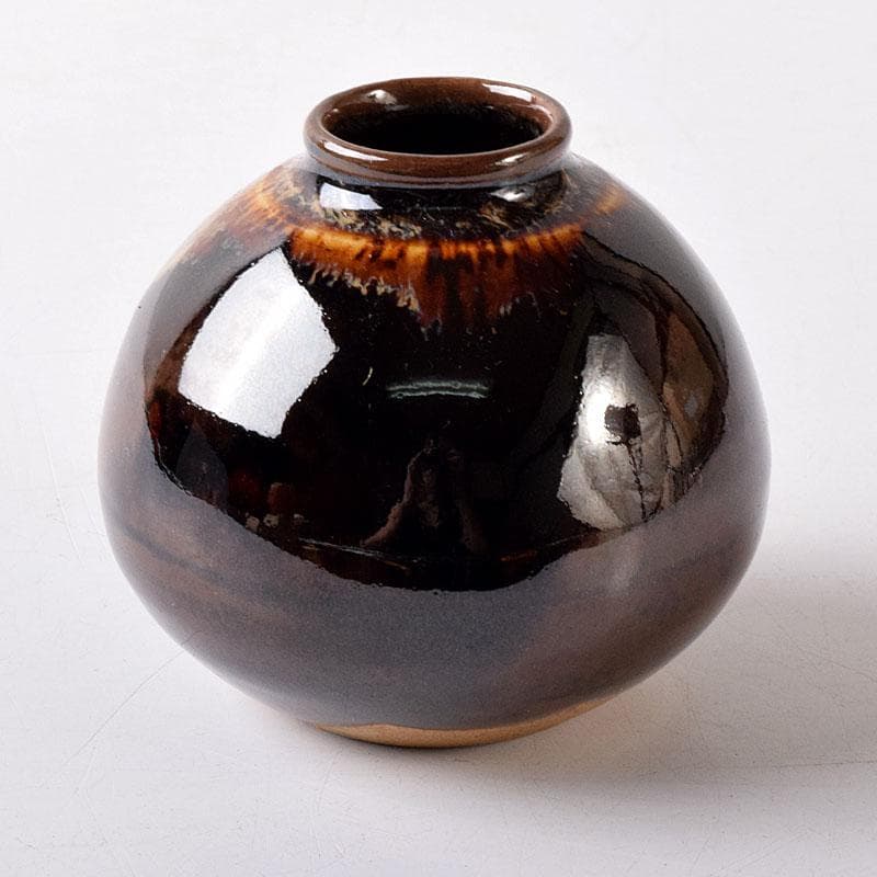 茶道具　京焼　清水焼　桶谷定一作　文琳茶入　仕覆付　共箱　V　7704