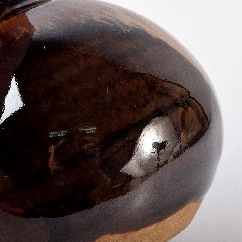 茶道具　京焼　清水焼　桶谷定一作　文琳茶入　仕覆付　共箱　V　7704