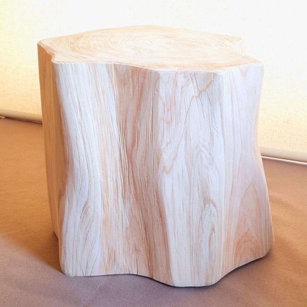 天然アロマ 東濃ひのきフリル スツール・テーブル・特大・無垢無塗装・オーガニック