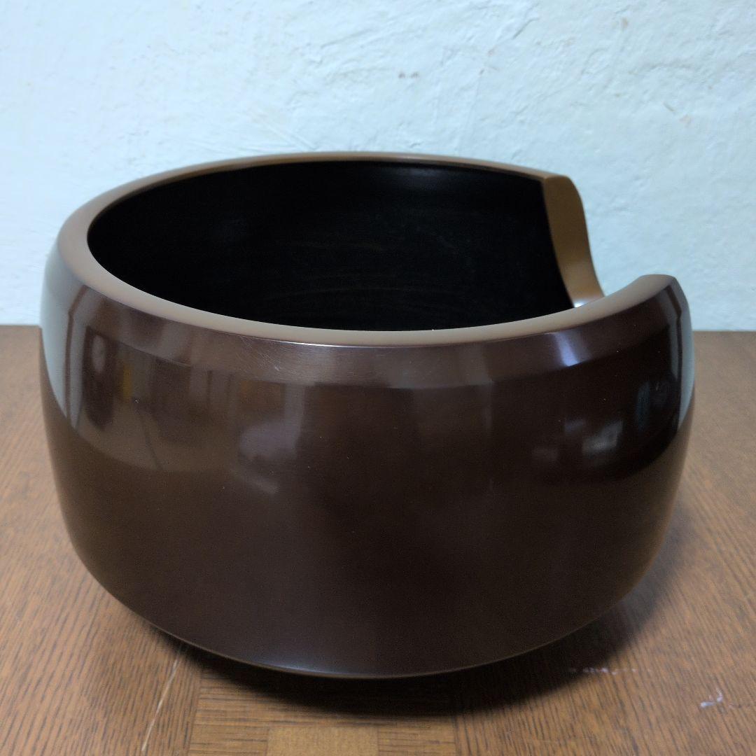 茶道具 面取風炉 唐銅 茶色 丸型