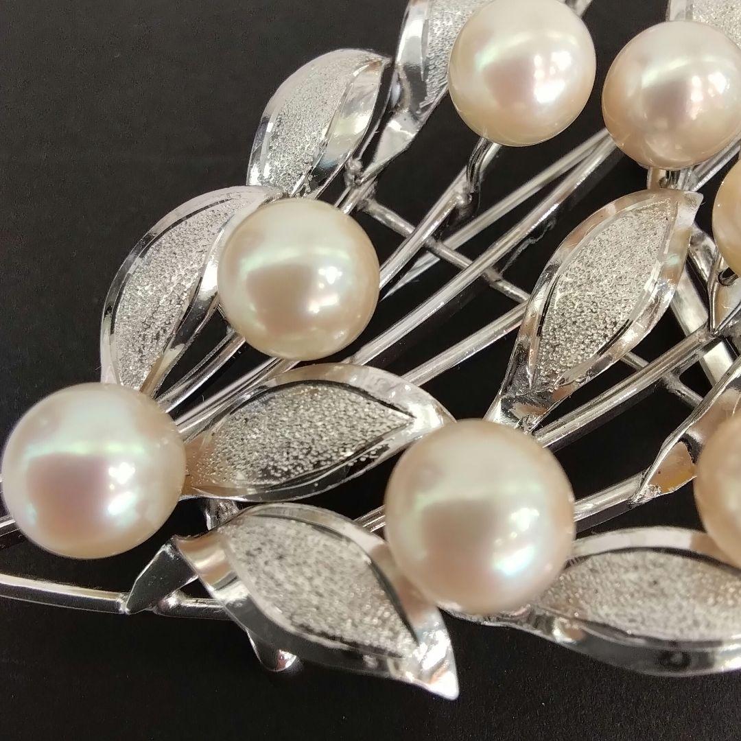 SVあこや真珠ブローチ　大きめブローチ　　中古品