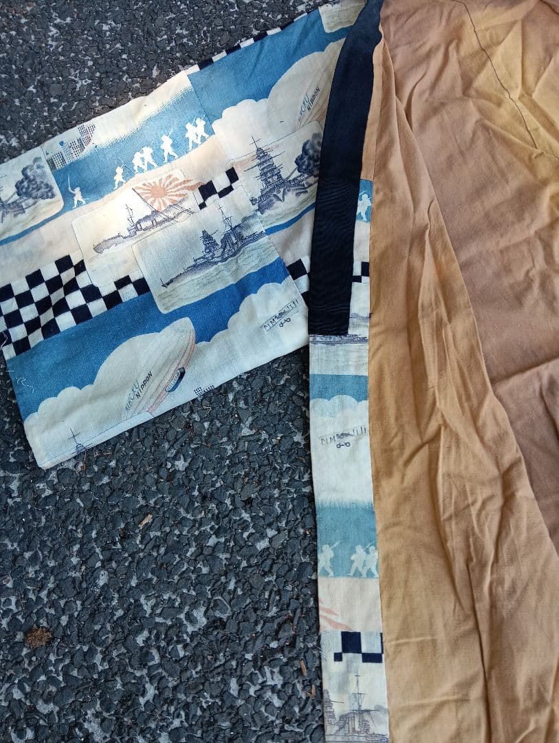 ⭐*⭐様 戦争柄 　着物　　旭日旗　軍艦　　 古布