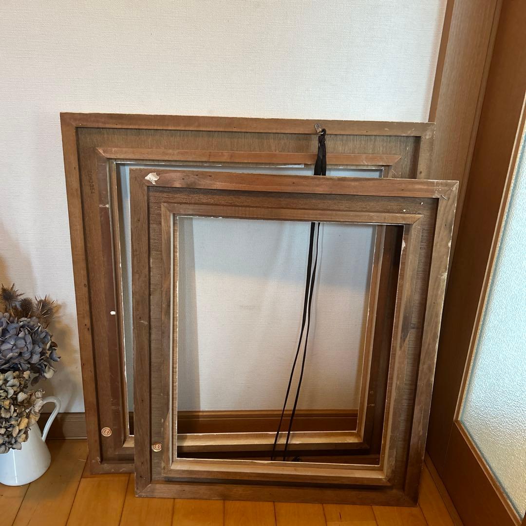 レトロ！ヴィンテージ！アンティークフレーム2枚　古道具　木製額縁　ニチガク