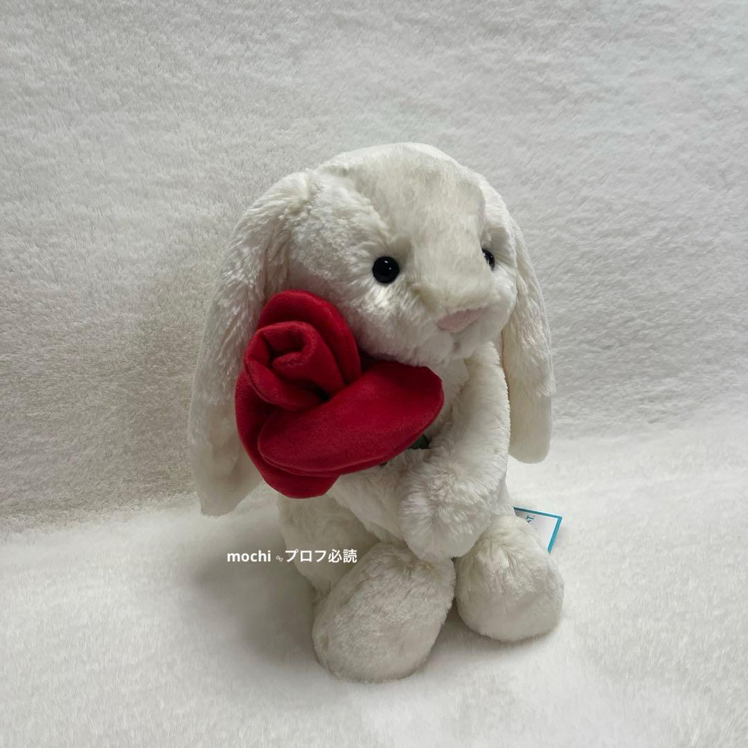  Cream Bunny With Rose うさぎ ぬいぐるみ