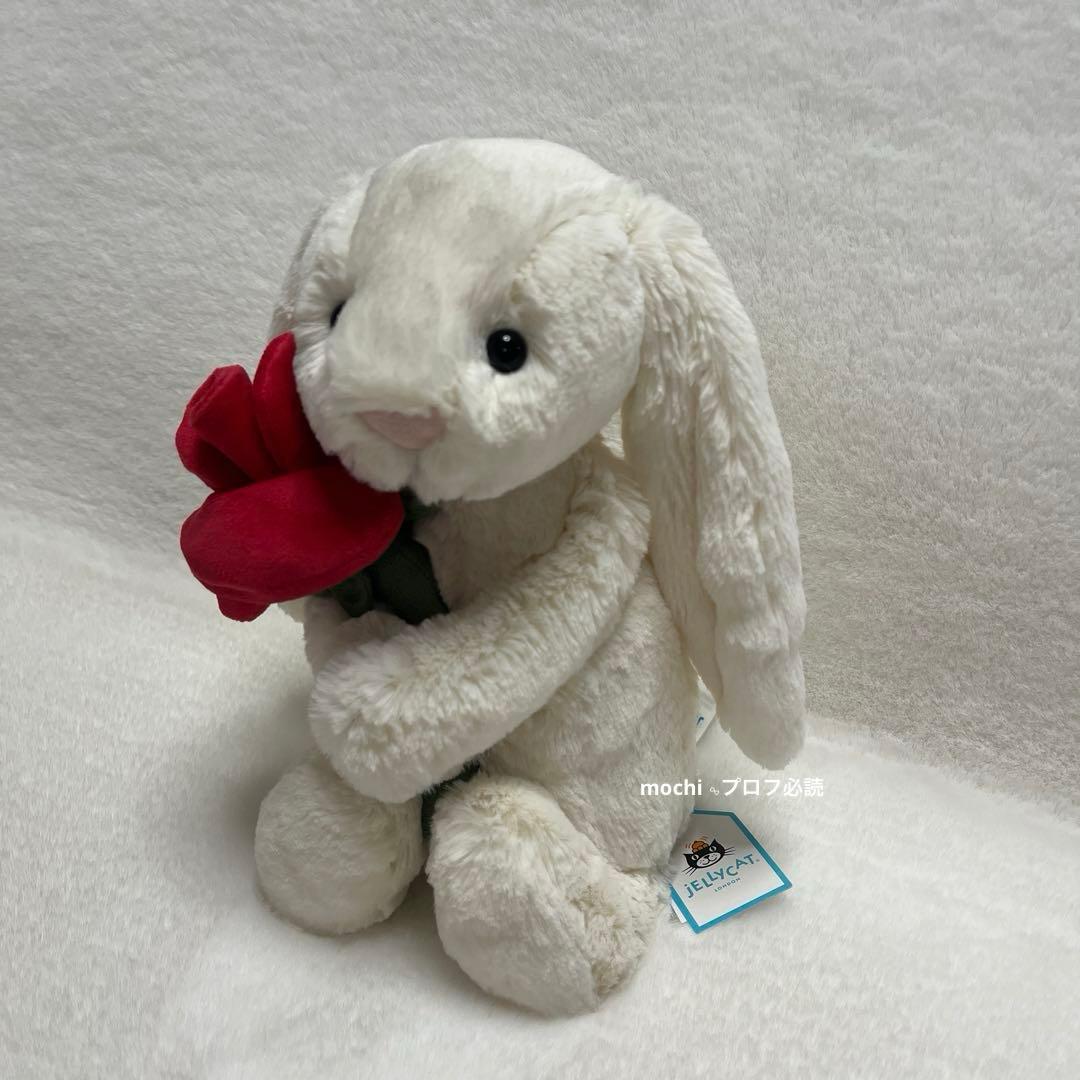  Cream Bunny With Rose うさぎ ぬいぐるみ