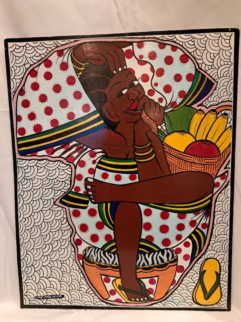ティンガティンガ 原画 MR•MALIKITA ママアフリカ白