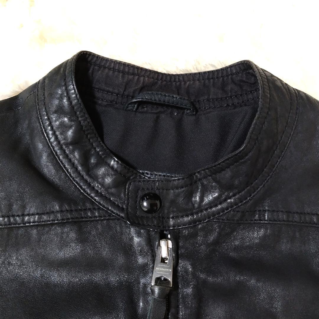 オールセインツ ライダースジャケット シングル ブラック 羊革 メンズ