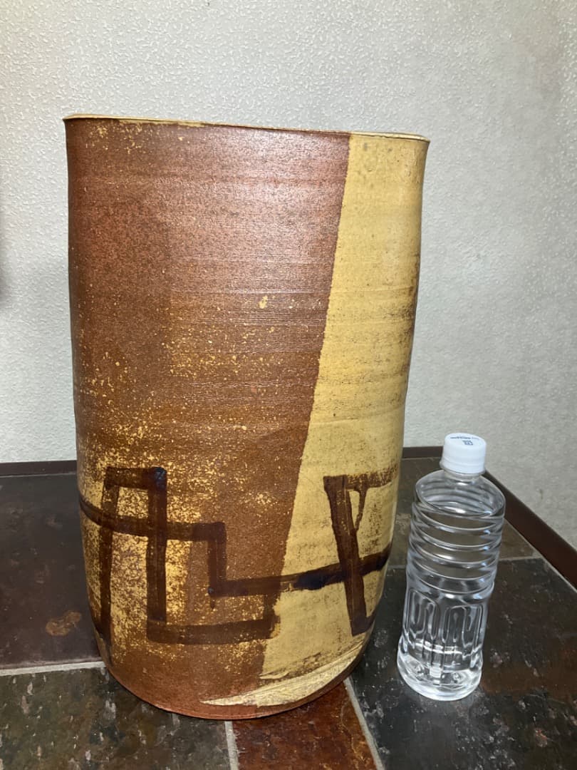 【お値下げ】萩焼　玉俤山　野坂江月堂　伊羅保手　花器　希少