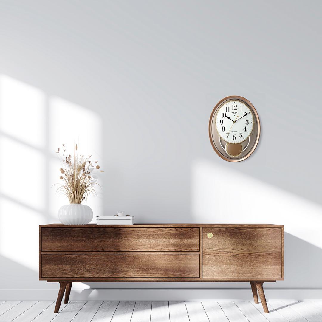 【きみぴょん】リズム 電波掛時計振り子 スモールワールドエアルS