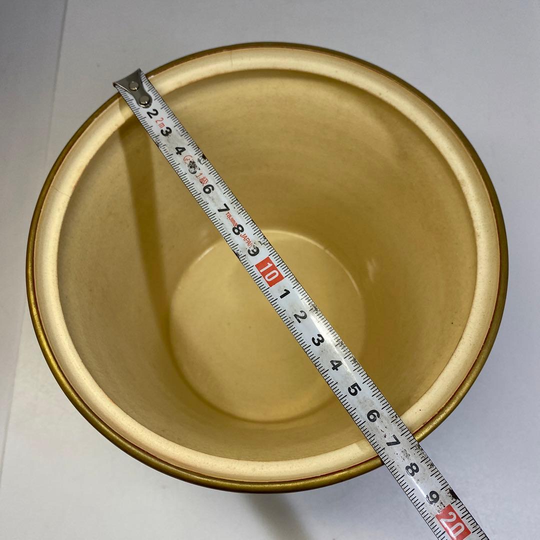 専用　森里陶楽　赤地金蘭松竹梅水指　共箱直径17.5㎝　東Y6-0809①タトチ