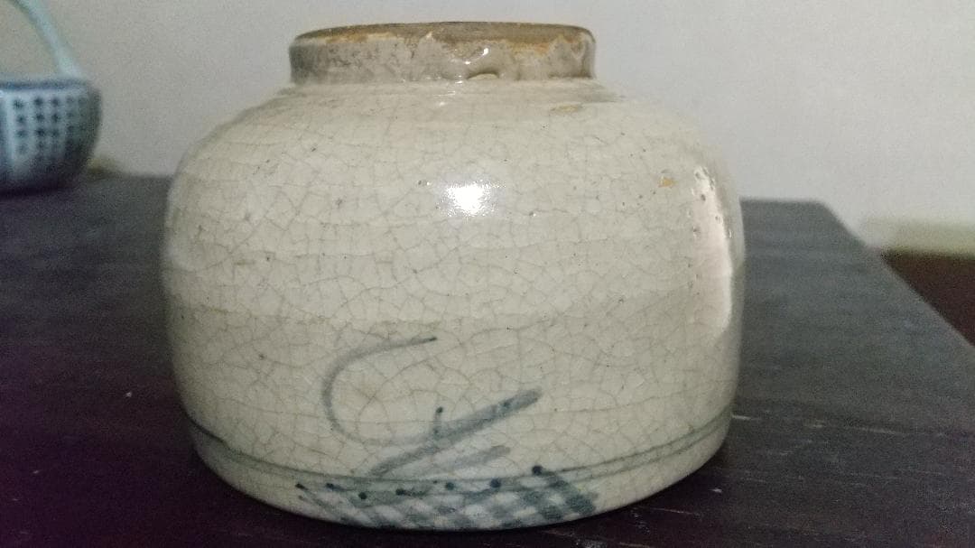 瀬戸　太白手　笹葉絵　茶碗（径10.2～10.7cm）