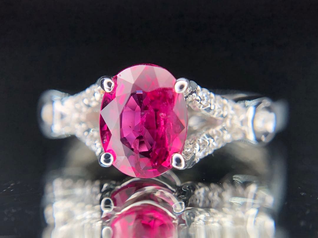 希少　非加熱　ルビー　ピジョンブランド系　ダイヤモンドk18wgリング