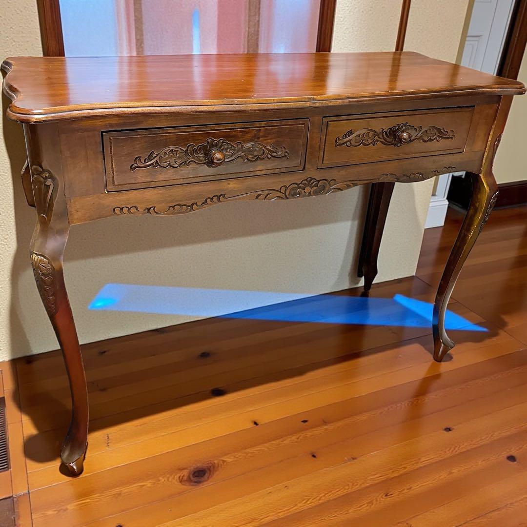 アンティーク 彫刻　猫脚　木製 コンソールテーブル デスク ヴィンテージ