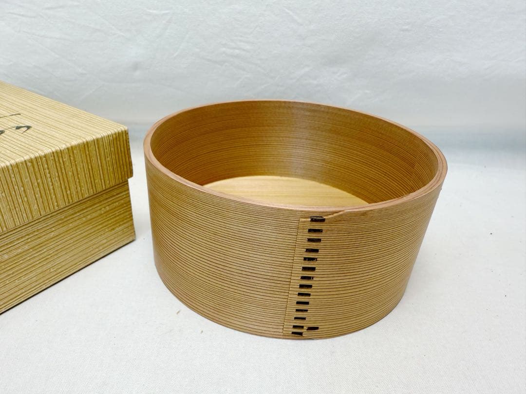 未使用 茶道具 曲物師 高木又三作 曲建水 曲わっぱ 刻印有 元箱