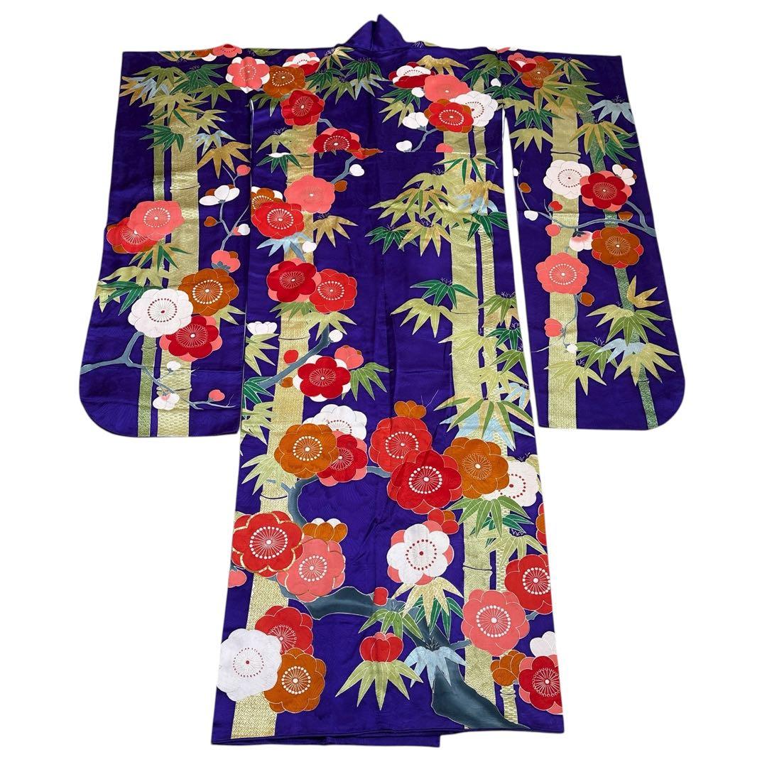 (う67) 紫翠(しすい)の花鼓✨梅彩きらめく雅のアンティーク振袖㊗️ ③点セット