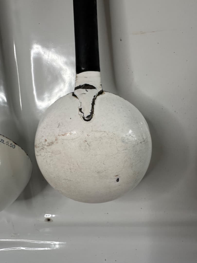 フランス　アンティーク　ホーロー　フレンチキッチン　レードル　ユーテンシルラック