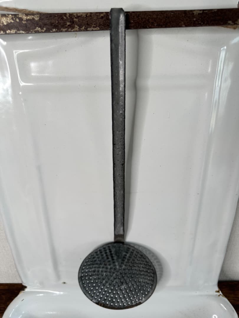 フランス　アンティーク　ホーロー　フレンチキッチン　レードル　ユーテンシルラック