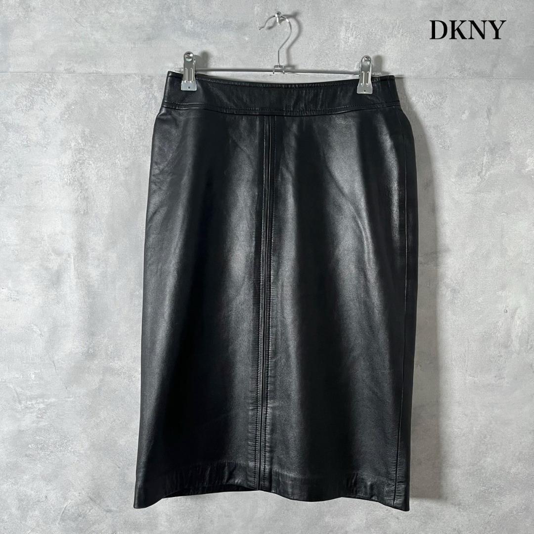 DKNY ダナキャラン 本革 ラムレザー タイト スカート N1249