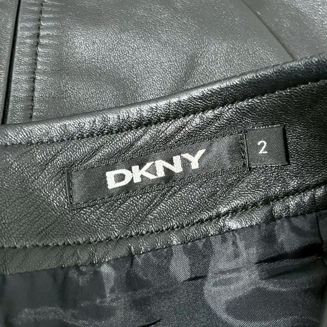 DKNY ダナキャラン 本革 ラムレザー タイト スカート N1249