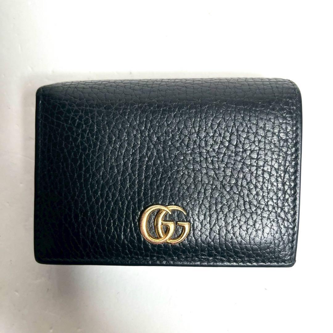 【極上美品・付属品完備✨】グッチ 二つ折り財布 マーモント ダブルG 黒
