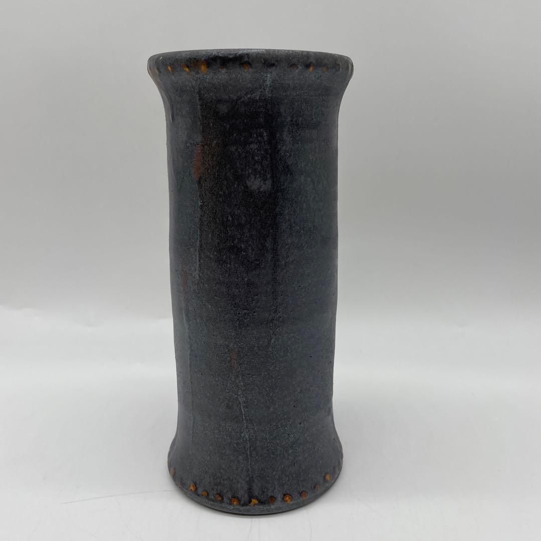 岩井窯　山本教行造　鉄釉花入　花瓶　4