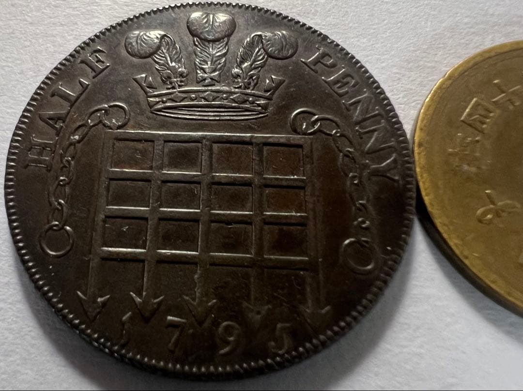 1795年ハーフペニートークン銅貨ウェールズ王女ミドルセックス　ナショナル