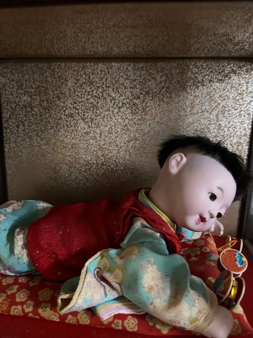 ハイハイ市松人形 透明ケース付き