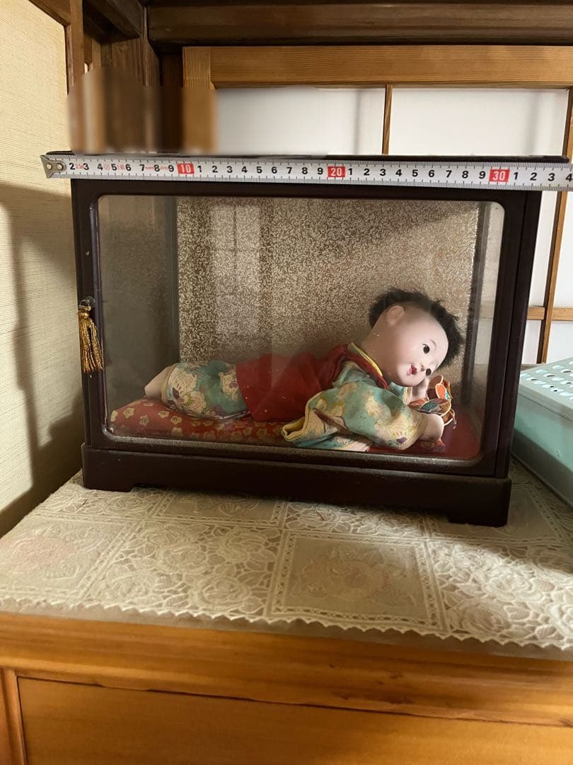 ハイハイ市松人形 透明ケース付き