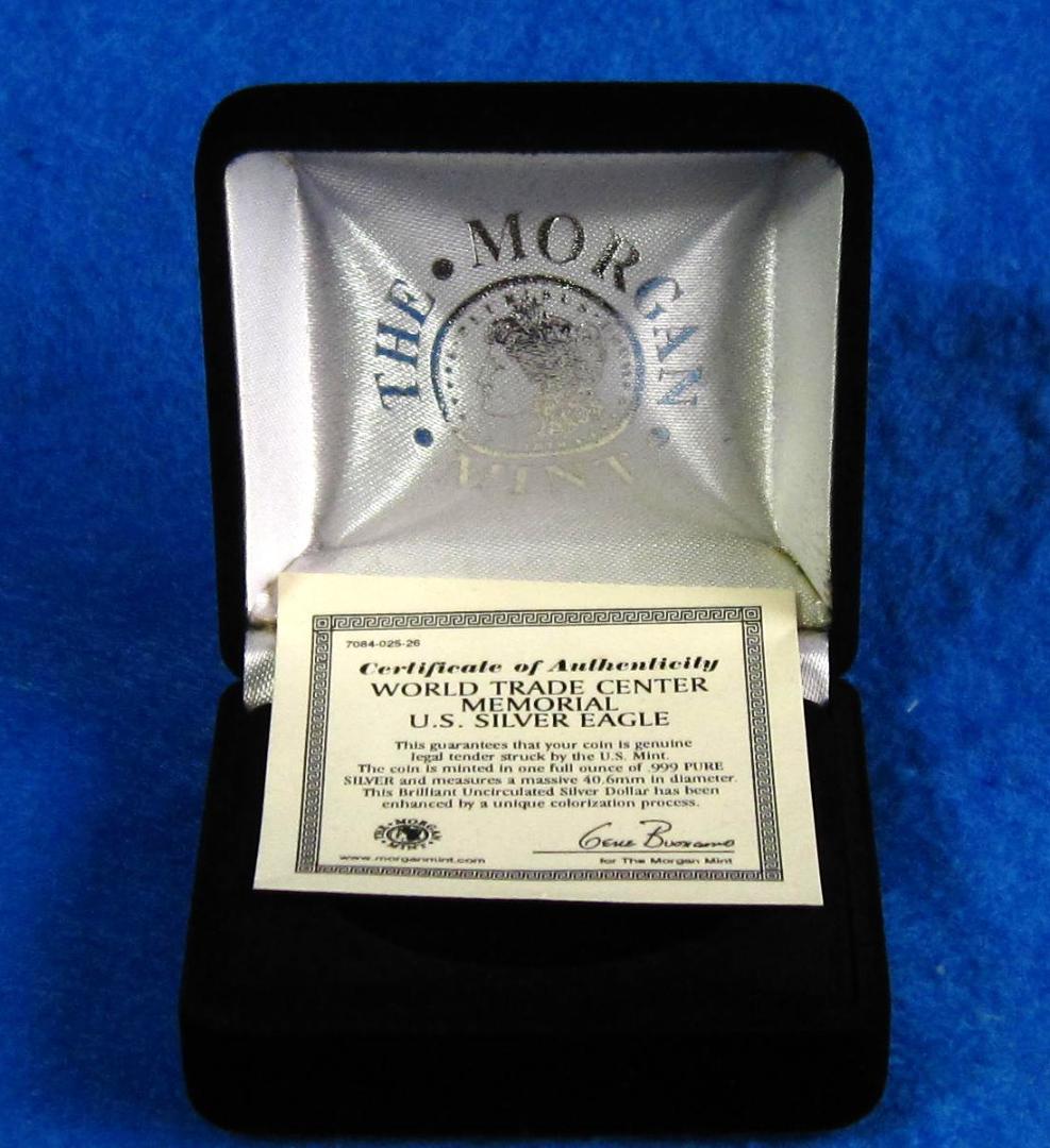 ０１年　カラー　アメリカンシルバーイーグル　１オンス１ドル銀貨　ＷＴＣリメンバー