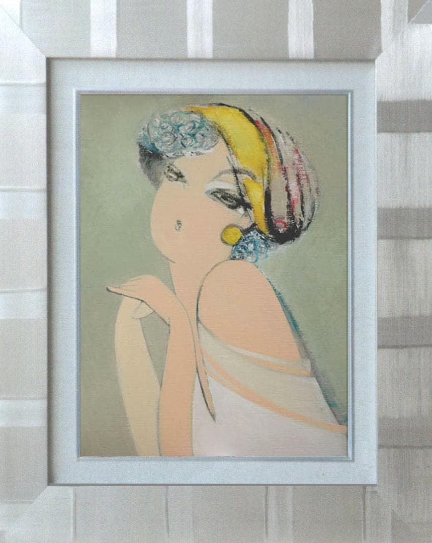 油絵 菅家令子 絵 絵画 インテリア 額付(白) F6-082811 人物 女性