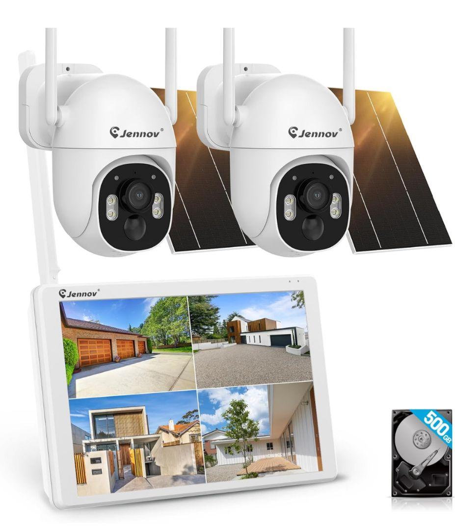Jennov 防犯カメラ 屋外 ソーラー 400万画素 360°回転4Kモニター