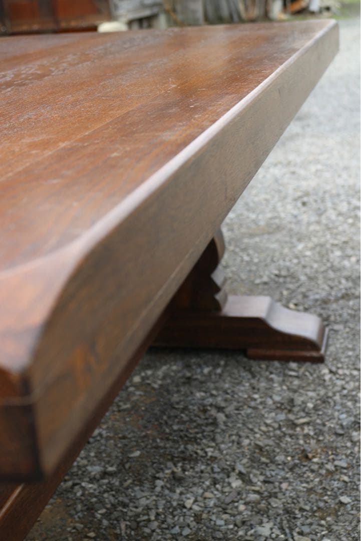 天然木総ナラ材ダイニングテーブル　重厚天然総オーク無垢ハープ型楔脚購入時70万！